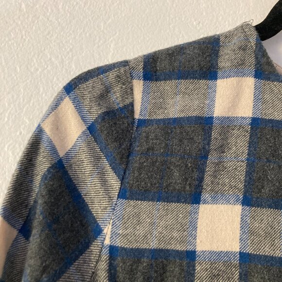 HATCH Plaid Long Sleeve Button Back Top Flannel Bell Sleeve Gray Size 1 (2-4) - Picture 2 of 9